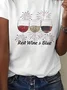 Women's Red Wine And Blue Print Casual T-Shirt