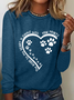 Women's Dog Lovers The Road To My Heart Is Paved With Paw Prints Text Letters Simple Long Sleeve Shirt