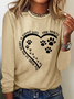 Women's Dog Lovers The Road To My Heart Is Paved With Paw Prints Text Letters Simple Long Sleeve Shirt