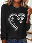 Women's Dog Lovers The Road To My Heart Is Paved With Paw Prints Text Letters Simple Long Sleeve Shirt