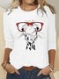 Casual Loose Cotton-Blend Deer T-Shirt