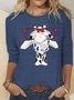 Casual Loose Cotton-Blend Deer T-Shirt