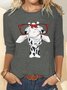 Casual Loose Cotton-Blend Deer T-Shirt