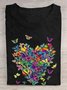 Loose Casual Crew Neck Butterfly T-Shirt