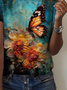 Casual Butterfly Loose Jersey T-Shirt