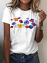 Floral Cotton Crew Neck Casual T-Shirt