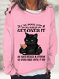 Women's Black Cat and drink Funny Sweatshirt