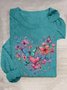 Butterfly Crew Neck Casual Cotton T-Shirt