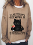 Women's Black Cat and drink Funny Sweatshirt