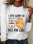 Meowy I Just Want To Drink Coffee And Pet My Cat Funny Cat Sarcastic Long sleeve Shirt