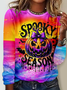 Spooky Season Print Regular Fit Casual 3D Printing Long Sleeve Shirt