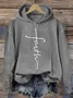 Faith Cross Casual Text Letters Hoodie