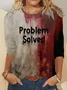 Women's Bloody Problem Solved Halloween Print Long Sleeve Shirt