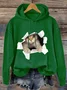 Funny 3D Cat  Loose Cotton-Blend Text Letters Casual Hoodie