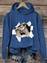 Funny 3D Cat  Loose Cotton-Blend Text Letters Casual Hoodie