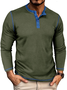 Men's T shirt Tee Henley Shirt Waffle Knit Top Color Block Henley Street Vacation Long Sleeve T-Shirt