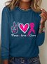 Peace Love Cure  Breast Cancer Long Sleeve Shirt