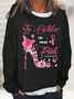 Breast Cancer Cancer Support Casual Cotton-Blend Sweatshirt