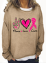 Peace Love Cure  Breast Cancer Cotton-Blend Casual Loose Sweatshirt