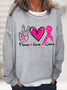 Peace Love Cure  Breast Cancer Cotton-Blend Casual Loose Sweatshirt