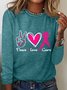 Peace Love Cure  Breast Cancer Long Sleeve Shirt