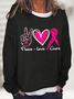 Peace Love Cure  Breast Cancer Cotton-Blend Casual Loose Sweatshirt