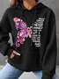 Breast Cancer Awareness Butterfly Graphic Simple Loose Hoodie