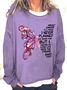 Breast Cancer Awareness Butterfly Graphic Casual Loose Animal Sweatshirt