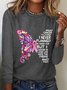 Breast Cancer  Awareness Butterfly Graphic Long Sleeve Shirt