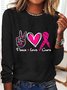 Peace Love Cure  Breast Cancer Long Sleeve Shirt