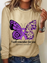 Women's Alzheimer's Awareness Butterfly Print Casual Long Sleeve Shirt