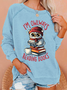 Owlways Reading Books Text Letters Casual Crew Neck Sweatshirt