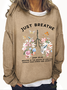 Just Breathe Boho Christian Casual Text Letters Sweatshirt