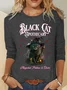 Black Cat Apothecary Halloween Casual Long Sleeve Shirt