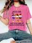 Women's Just A Girl Who Loves Wine At Hallothanksmas Print Vintage Distressed Shirt