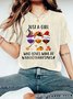 Women's Just A Girl Who Loves Wine At Hallothanksmas Print Vintage Distressed Shirt