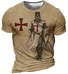 Men's Unisex T shirt Tee Distressed T Shirt Templar Cross Graphic Prints Casual Short Sleeve T-Shirt