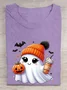 Fun Halloween Pumpkin Printed Round Neck T-shirt