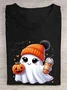 Fun Halloween Pumpkin Printed Round Neck T-shirt