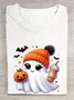 Fun Halloween Pumpkin Printed Round Neck T-shirt