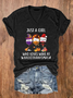 Women's Just A Girl Who Loves Wine At Hallothanksmas Print V-Neck T-Shirt