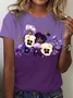 Women's Alzheimer's Purple Floral Print T-Shirt