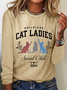 Childless Cat Lady Print Casual Long Sleeve Shirt