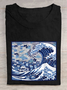 Blue Cats Wave Cotton T-Shirt