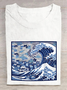 Blue Cats Wave Cotton T-Shirt