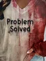 Women's Bloody Problem Solved Halloween Print V-Neck Long Sleeve T-Shirt