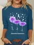 Women's Faith Hope Love Alzheimer's Awareness Print Casual Long Sleeve Shirt