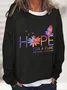 Women's Hope For A Cure Purple Ribbon Alzheimer's Awareness Fighter Supporter  Casual Sweatshirt