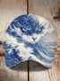 Blue Waves&Cats Print Hat