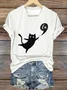 Comma la Childless Cat Lady Casual Crew Neck Loose Text Letters T-Shirt